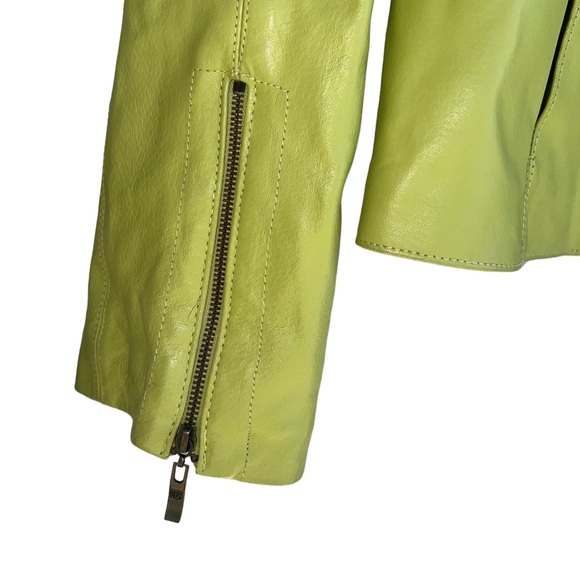 COPY - Vintage Modern Images Green 100% Leather Jacket - Picture 3 of 7